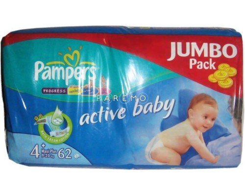 Подгузники Active Baby  9-20кг/9-16кг  62шт Джамбо