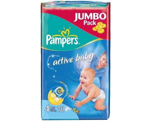 Подгузники Active Baby  7-18/7-14 кг  70 шт