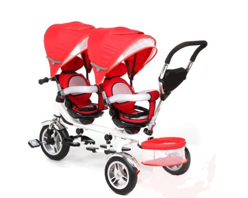 Велосипед  3-кол. для двойни Капелла, (1 шт/к), мод. TWIN TRIKE 360, цв. RED (красный), 2016