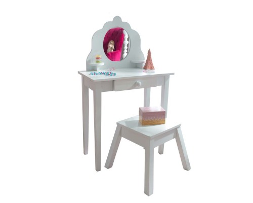 Белый туалетный столик из дерева для девочки Модница (White Medium Vanity & Stool)