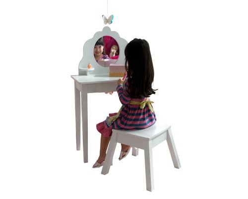 Белый туалетный столик из дерева для девочки Модница (White Medium Vanity & Stool)