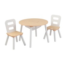 Стол + 2 стула "Сокровищница", бежевый (Round Storage Table & Chair Set)