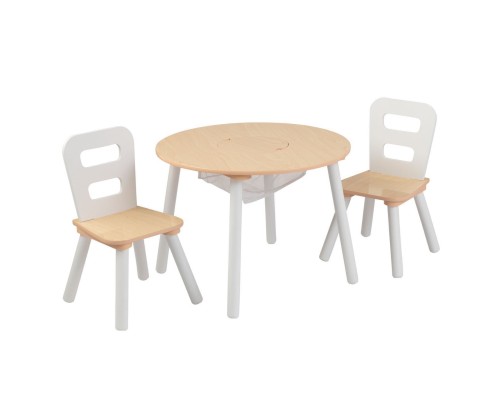 Стол + 2 стула Сокровищница, бежевый (Round Storage Table & Chair Set)