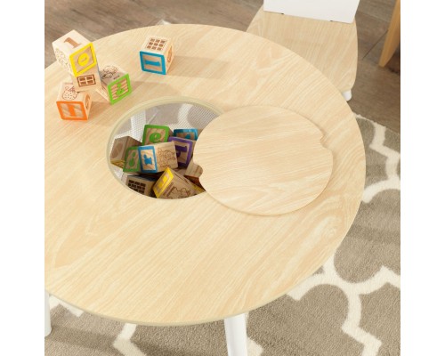 Стол + 2 стула Сокровищница, бежевый (Round Storage Table & Chair Set)