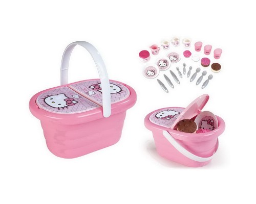 Набор посудки в корзинке Пикник Hello Kitty 25,8*20*13 см